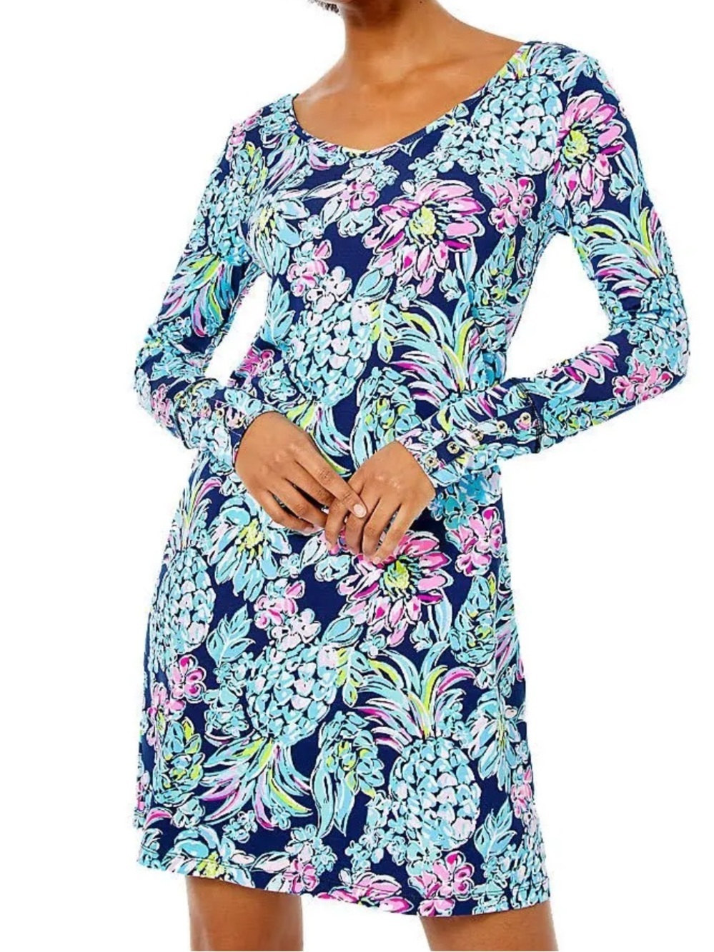 Lilly Pulitzer Blue Purple Kaisley UPF 50+ Pineapple Paradise Dual-neck Dress